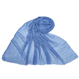 Plain stole in crinkled cotton fabric - Royal blue